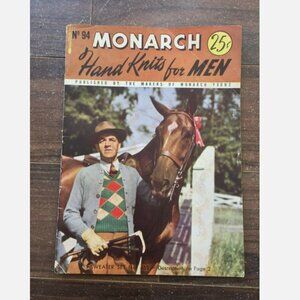 1946 Monarch's Hand Knits For Men No 94 Knitting Patterns Socks Sweater Cardigan